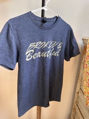Gildan Heather Navy "Broken & Beautiful" Kids Tee